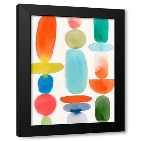Colourful Shapes II Black Modern Wood Framed Art Print with Double Matting by PI Studio