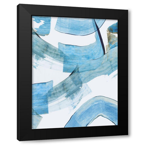 Blue Stroke II Black Modern Wood Framed Art Print by PI Studio