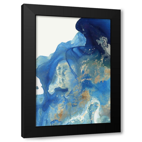 Merging Blue I  Black Modern Wood Framed Art Print by PI Studio