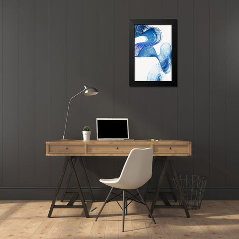 Blue Swag II Black Modern Wood Framed Art Print by PI Studio