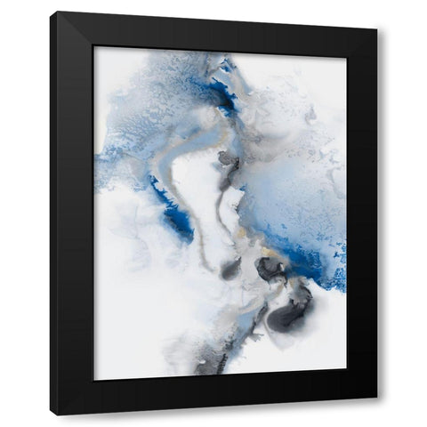 Watercolour Blue II Black Modern Wood Framed Art Print by PI Studio