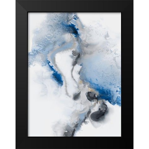 Watercolour Blue II Black Modern Wood Framed Art Print by PI Studio