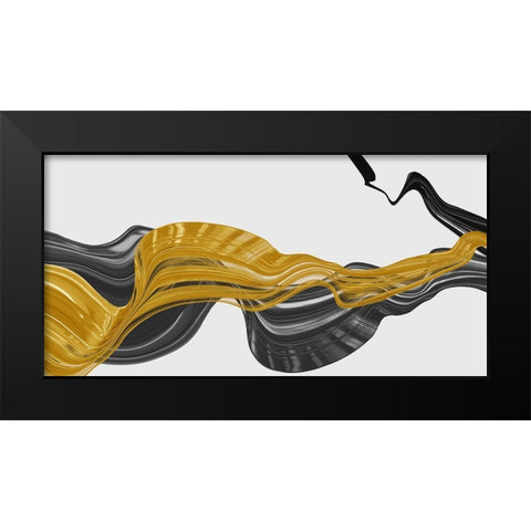 Black and Gold Lines  Black Modern Wood Framed Art Print by PI Studio