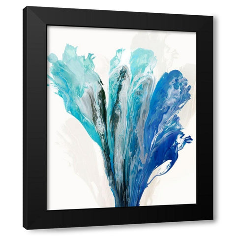 Blue Paint Fan I  Black Modern Wood Framed Art Print by PI Studio
