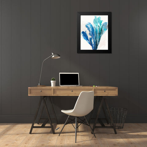 Blue Paint Fan II  Black Modern Wood Framed Art Print by PI Studio