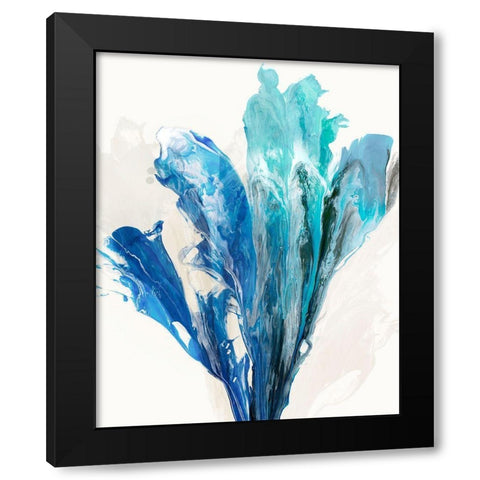 Blue Paint Fan II  Black Modern Wood Framed Art Print by PI Studio