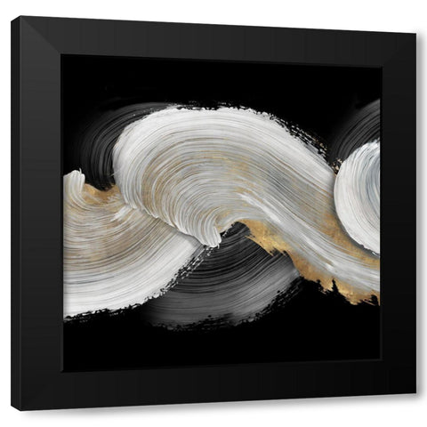 White Swirls  Black Modern Wood Framed Art Print with Double Matting by PI Studio