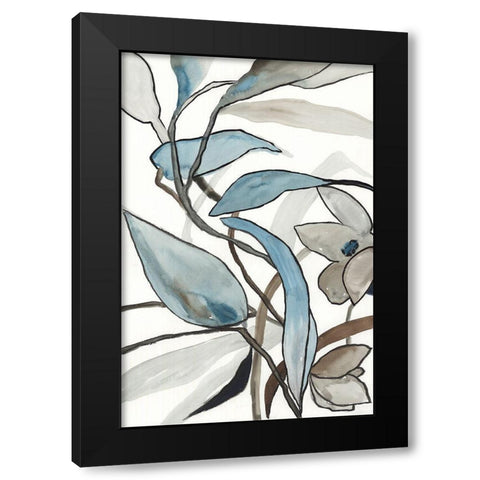 Blooming Blue Florals I  Black Modern Wood Framed Art Print by PI Studio