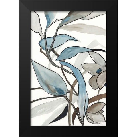 Blooming Blue Florals I  Black Modern Wood Framed Art Print by PI Studio