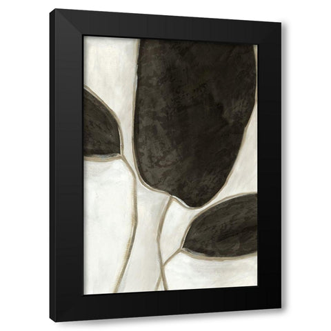 Leaves Like II Black Modern Wood Framed Art Print with Double Matting by PI Studio