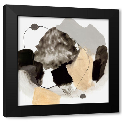 Black and Gray Blobs  Black Modern Wood Framed Art Print by PI Studio