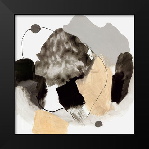 Black and Gray Blobs  Black Modern Wood Framed Art Print by PI Studio