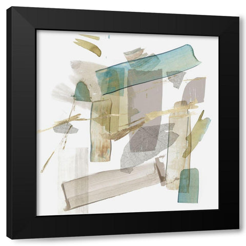 Blue Rectangle Cluster II  Black Modern Wood Framed Art Print with Double Matting by PI Studio