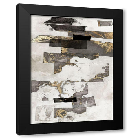 Gold and Black Ink I  Black Modern Wood Framed Art Print with Double Matting by PI Studio