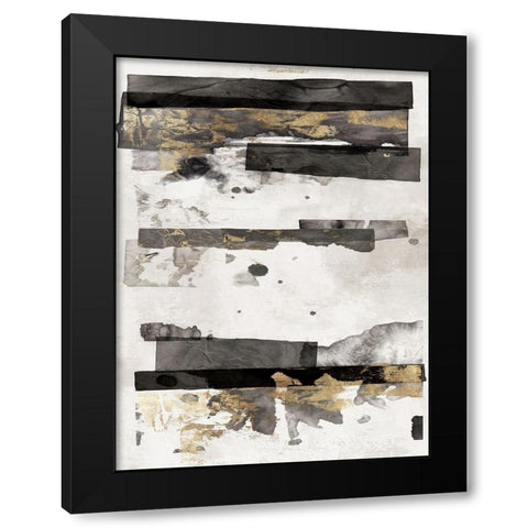 Gold and Black Ink II Black Modern Wood Framed Art Print by PI Studio