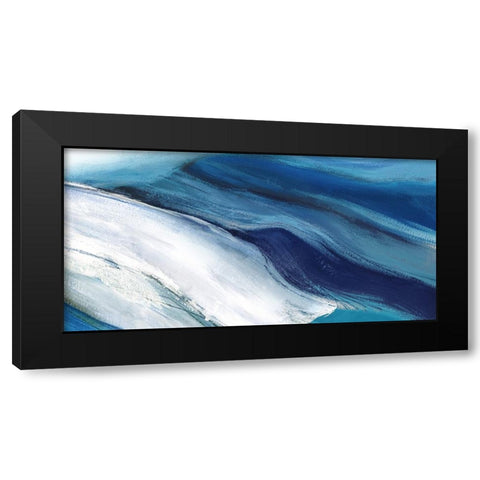 Blue Ocean Waves  Black Modern Wood Framed Art Print with Double Matting by PI Studio