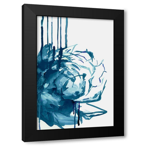 Blue Floral Drip  Black Modern Wood Framed Art Print by PI Studio