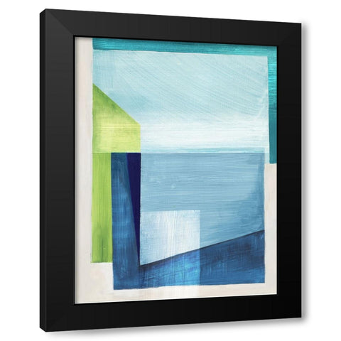 Blue Geometry II  Black Modern Wood Framed Art Print with Double Matting by PI Studio