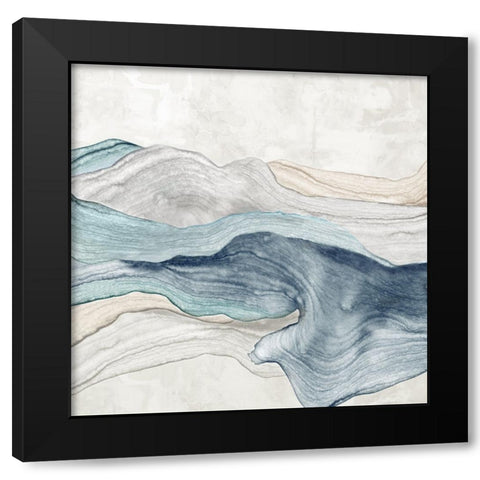 Blue Mountain Flow I  Black Modern Wood Framed Art Print with Double Matting by PI Studio