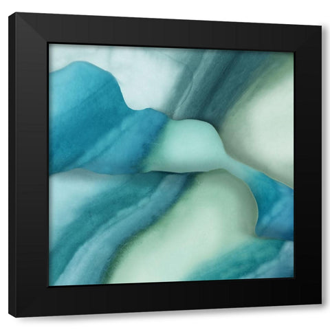 Blue Shapes of Blot  Black Modern Wood Framed Art Print with Double Matting by PI Studio