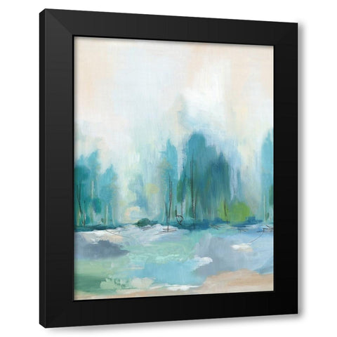 Soft Blue Landscape I  Black Modern Wood Framed Art Print with Double Matting by PI Studio