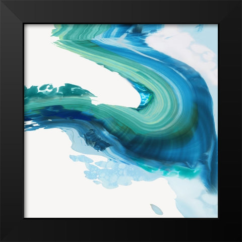 Blue Splash Swirl  Black Modern Wood Framed Art Print by PI Studio