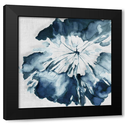 Blue Tropical Leaf  Black Modern Wood Framed Art Print by PI Studio