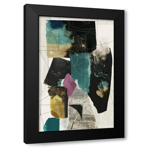 Teal Composition I  Black Modern Wood Framed Art Print with Double Matting by PI Studio