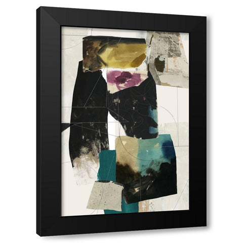 Teal Composition II  Black Modern Wood Framed Art Print with Double Matting by PI Studio