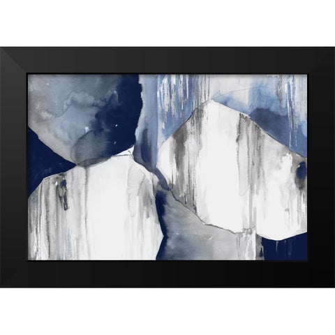 Blue Drips II  Black Modern Wood Framed Art Print by PI Studio
