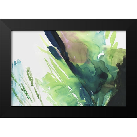 Splash of Green  Black Modern Wood Framed Art Print by PI Studio