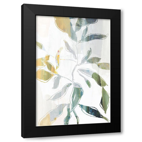 Growing Green Leaves I  Black Modern Wood Framed Art Print with Double Matting by PI Studio