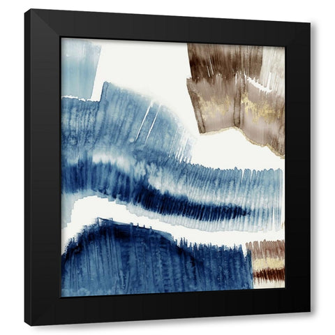 Lines of Blue I  Black Modern Wood Framed Art Print with Double Matting by PI Studio