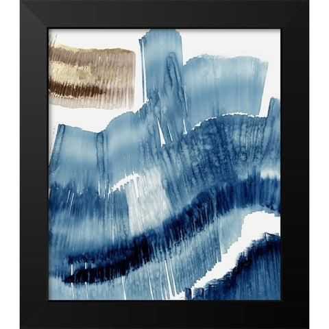 Lines of Blue II  Black Modern Wood Framed Art Print by PI Studio