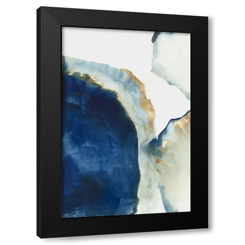 Shapes of Blue Watercolor I  Black Modern Wood Framed Art Print with Double Matting by PI Studio