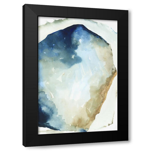 Shapes of Blue Watercolor II Black Modern Wood Framed Art Print with Double Matting by PI Studio