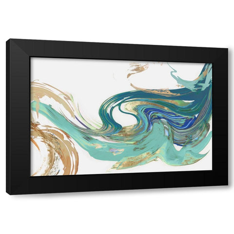 Teal Marble  Black Modern Wood Framed Art Print with Double Matting by PI Studio