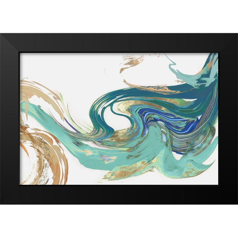 Teal Marble  Black Modern Wood Framed Art Print by PI Studio