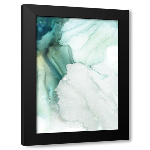 Folding Teal Sheer I  Black Modern Wood Framed Art Print with Double Matting by PI Studio