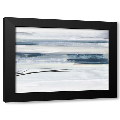 Blue Lines  Black Modern Wood Framed Art Print by PI Studio