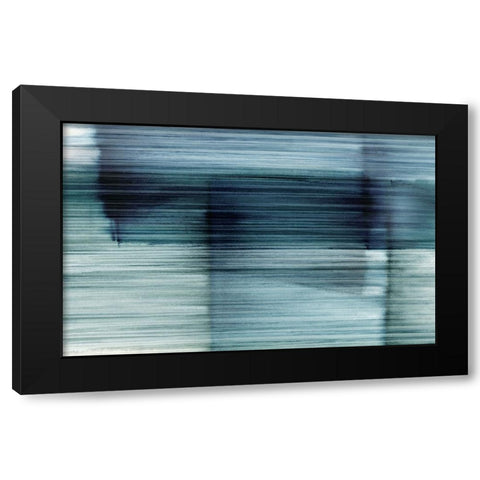 Translucent Blue  Black Modern Wood Framed Art Print by PI Studio