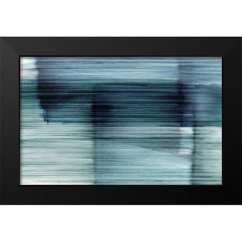 Translucent Blue  Black Modern Wood Framed Art Print by PI Studio