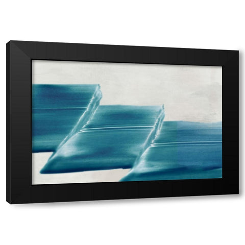 Single Blue Stroke  Black Modern Wood Framed Art Print with Double Matting by PI Studio