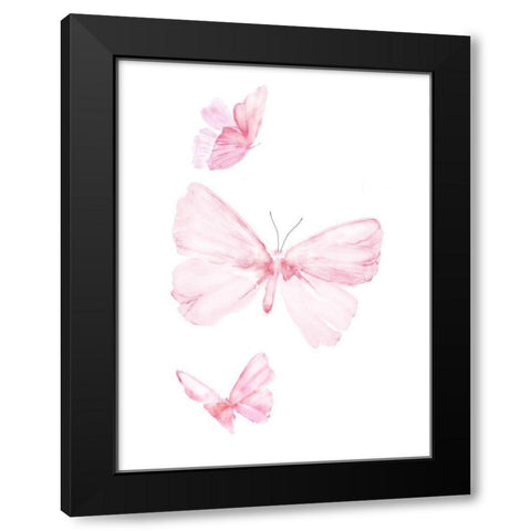 Pink Butterflys I Black Modern Wood Framed Art Print with Double Matting by PI Juvenile