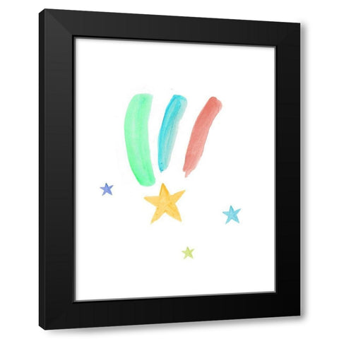 Rainbow Shooting Stars  Black Modern Wood Framed Art Print with Double Matting by PI Juvenile