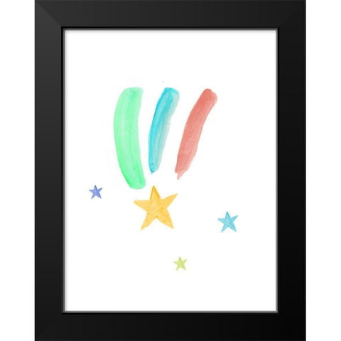 Rainbow Shooting Stars  Black Modern Wood Framed Art Print by PI Juvenile