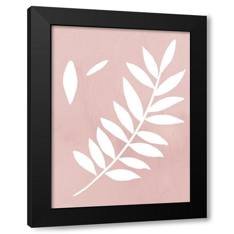 Blush Fern Black Modern Wood Framed Art Print with Double Matting by PI Juvenile