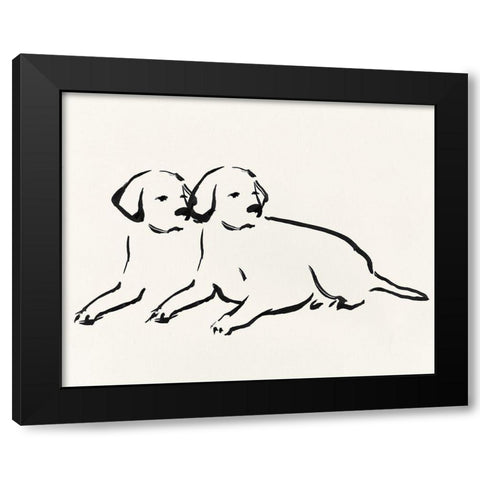 Two Dogs  Black Modern Wood Framed Art Print by Pi Studio