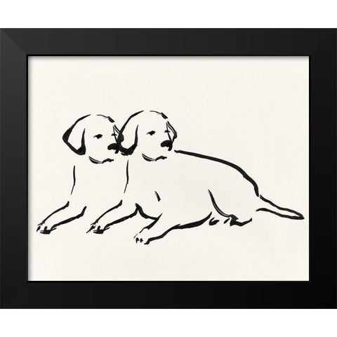 Two Dogs  Black Modern Wood Framed Art Print by Pi Studio