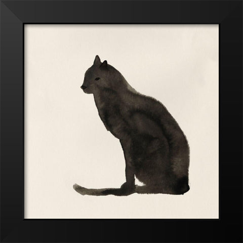 Le Chat Noir II Black Modern Wood Framed Art Print by Pi Studio